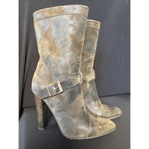 Women's Jimmy Choo Calf Length Boots, Dark Olive Green; Size 6.5
